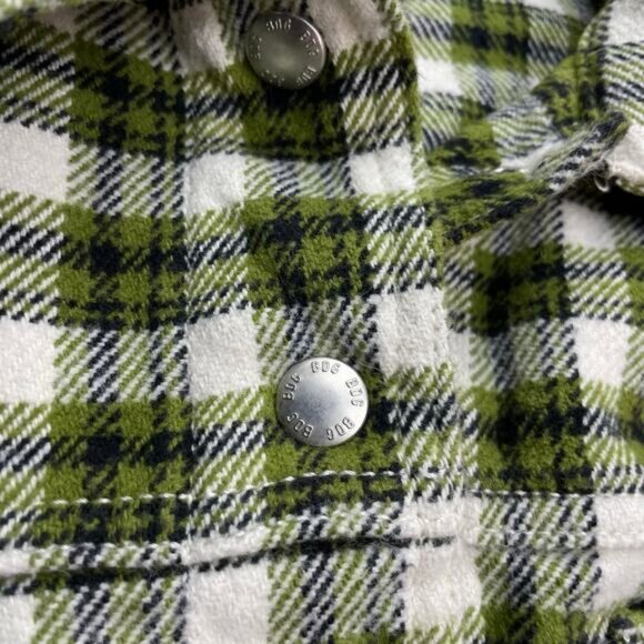 BDG Urban Outfitters Claire Cropped Flannel Shirt Jacket In Green Multi Sz Small - Picture 6 of 8